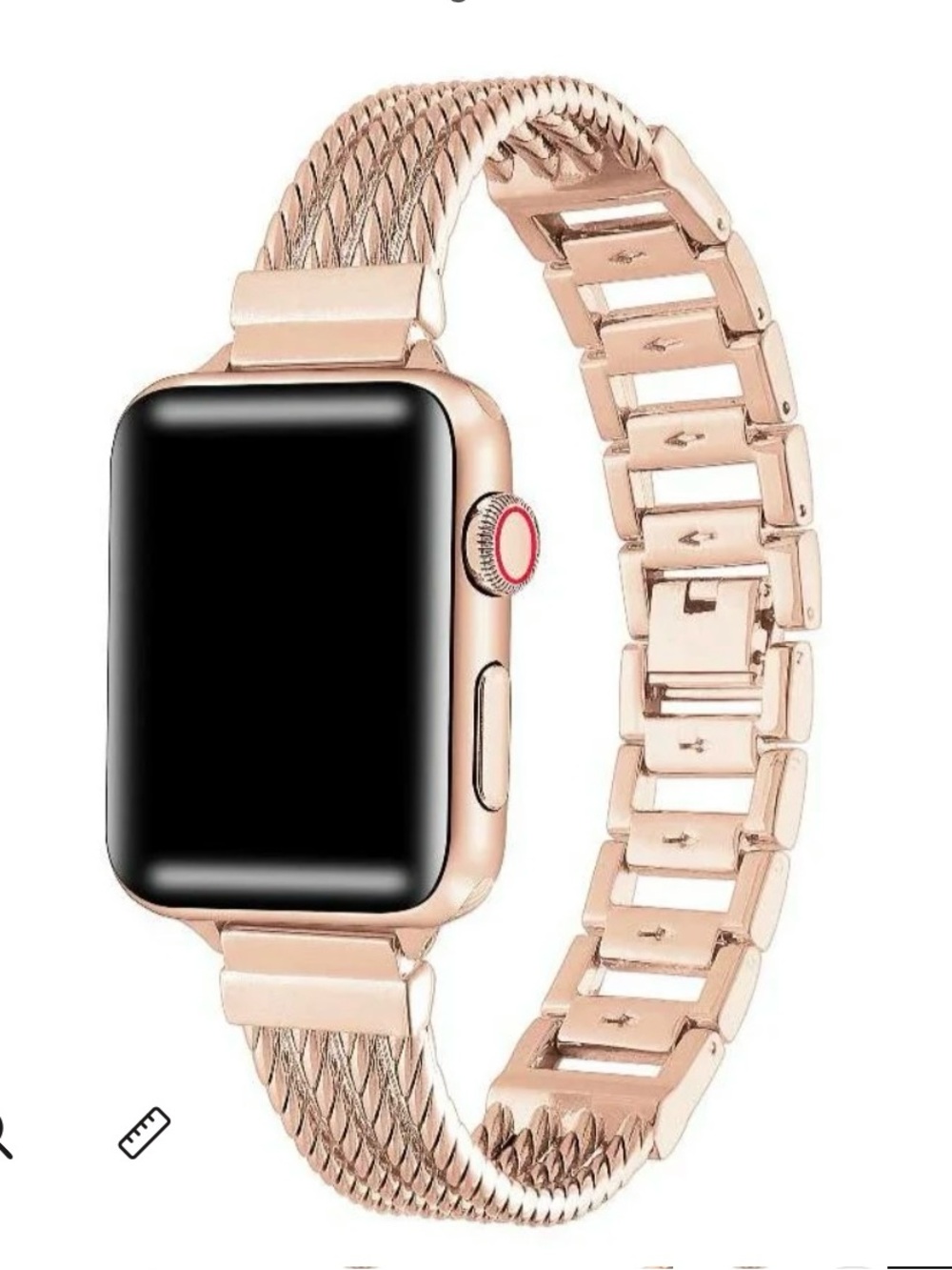 Rose Gold Metal Link & Mesh Smartwatch Band — Compatible Stylish Strap